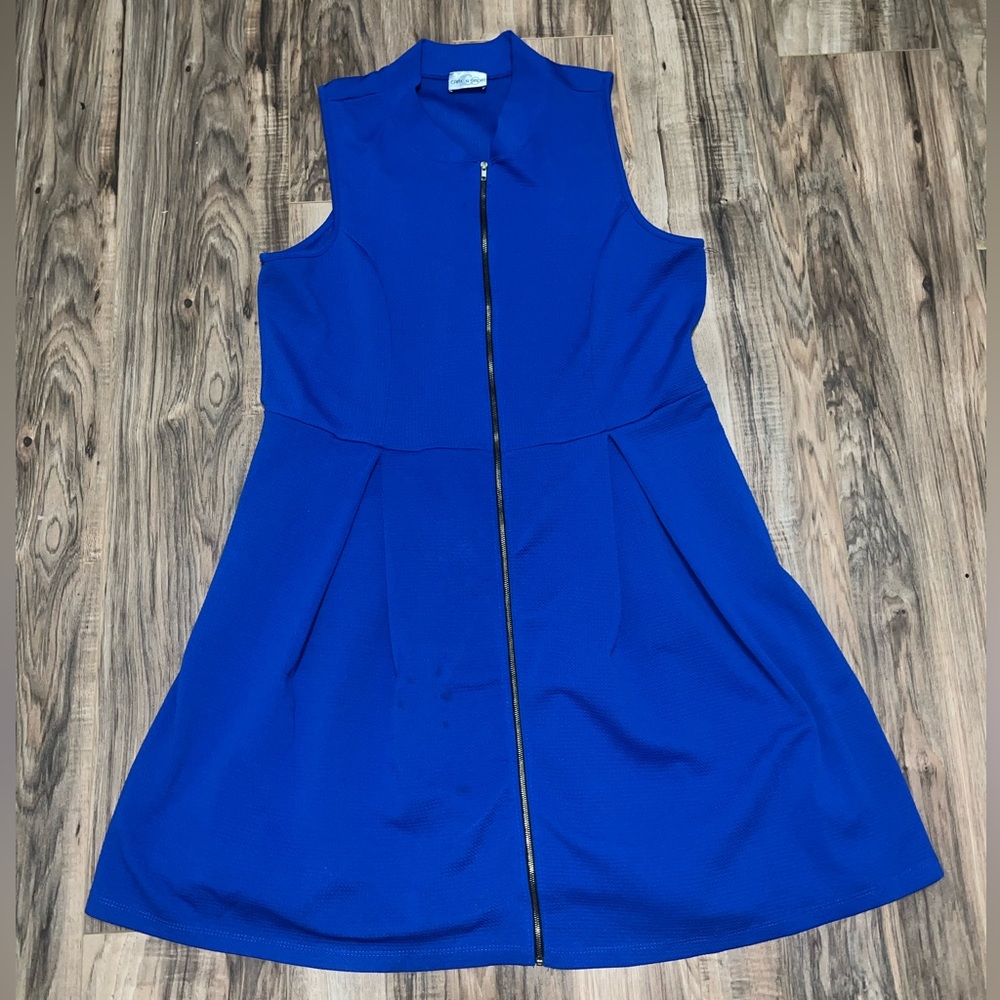 CAREN SPORT blue zip up dress sleeveless
